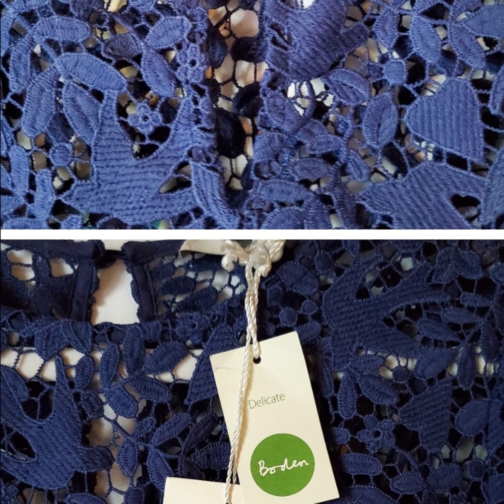 Boden Navy Blue Lace Bell Sleeve Shift Dress - Picture 5 of 6